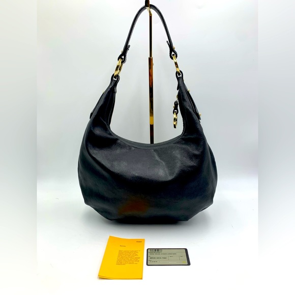 Fendi Handbags - Auth Fendi Borsa Nero Calfskin Leather Bag Preloved Very Good Purse Satchel